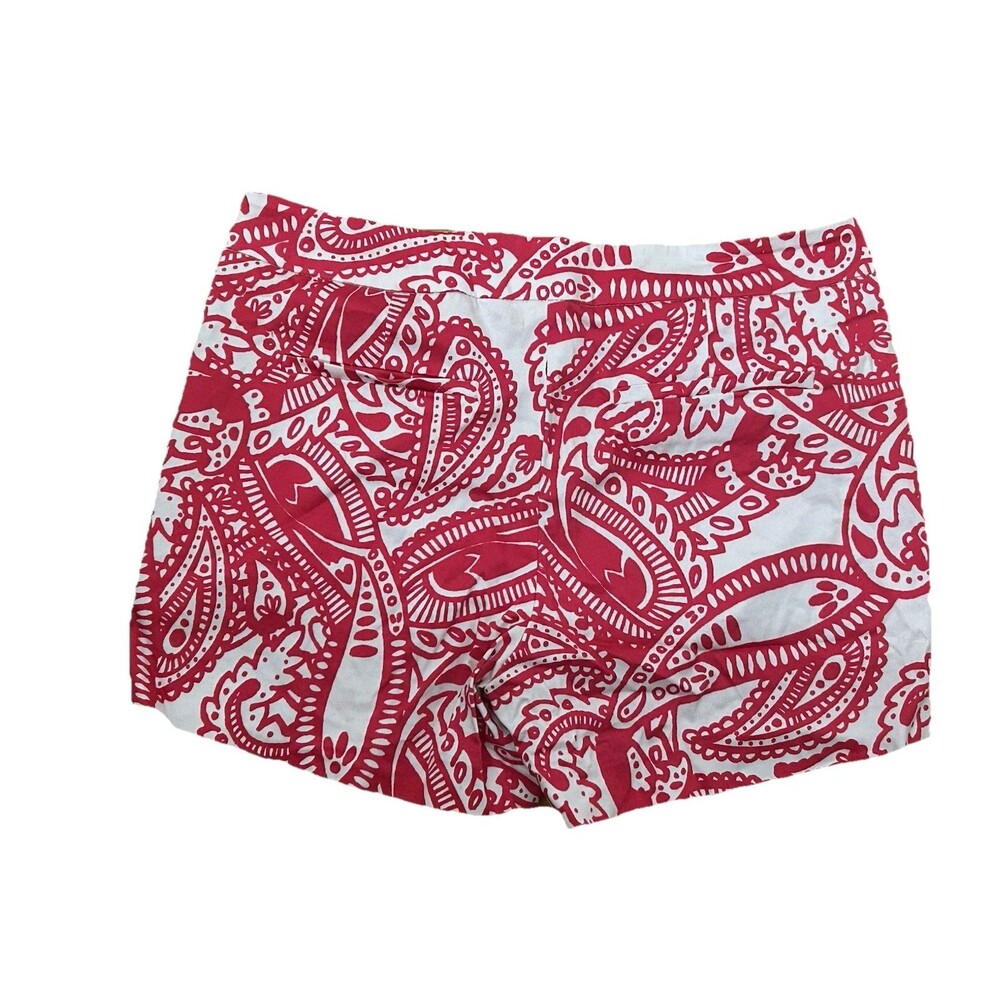 Kenji Pink & White Paisley Print Chino Shorts Women Sz 6 Preppy Beach Resort
